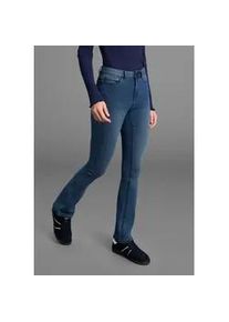 Bootcut-Jeans Arizona "Ultra Stretch", Damen, Gr. 52, N-Gr, blau (dunkelblau us), Denim/Jeans, Obermaterial: 63% Baumwolle, 32% Polyester, 5% Elasthan, eng lang, Jeans, ausgestellte Beinform, Used-Waschung, hohe Leibh&ouml;he, Topseller