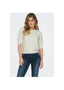 Strickpullover Only "ONLRICA LIFE 2/4 PULLOVER KNT NOOS", Damen, Gr. XS, beige (birch detail:with melange), Strick, Obermaterial: 93% Polyester, 4% Nylon, 3% Elasthan, meliert, regular fit h&uuml;ftlang, Rundhals, Rippb&uuml;ndchen, Pullover Strickpullover, Materialmix