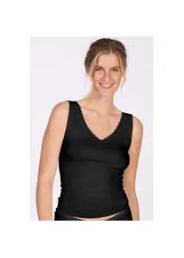 Achselhemd Nina von C. "Simply", Damen, Gr. 44, N-Gr, schwarz, Obermaterial: 48% Baumwolle, 47% Modal, 5% Elasthan, unifarben, bequem, V-Ausschnitt, Unterhemden, basic, weich, elastisch, bequem, eng, mit Spitze, V-Ausschnitt