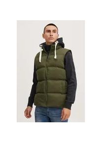 Steppweste Blend "BHJens", Herren, Gr. M, gr&uuml;n (dusty gr&uuml;n), 80% Polyester, 20% Baumwolle, unifarben, regular fit normal, Westen Steppweste, Weste mit abnehmbarer Kapuze