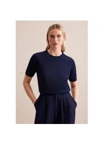 Strickpullover Seidensticker "Schwarze Rose", Damen, Gr. S, blau (marine), 52% Polyester, 48% Manila, regular fit, Rundhals, Pullover Strickpullover, 1/2 Rundhals