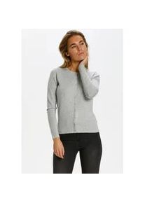 Strickjacke SAINT TROPEZ "A8661, MilaSZ R-Neck Cardigan", Damen, Gr. L, grau (pearl grau mel ange), Strick, Obermaterial: 80% Viskose, 20% Polyamid, regular fit normal, Rundhals, Strickjacken Strickjacke, Viskose Feinstrick, Classic Fit