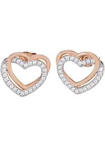 Paar Ohrstecker Firetti "Schmuck Geschenk Silber 925 Ohrschmuck Herz "LIEBE", rosa (silberfarben, ros&eacute;goldfarben, kristallwei&szlig;, kristallwei&szlig;), Ohrringe, Damen, Silber 925 (Sterlingsilber), mit Zirkonia (synth.)