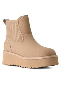 UGG Australia Chelseaboots UGG "CITYFUNC CHELSEA", Damen, Gr. 10 (41), hellbeige, Elastischer Einsatz, Veloursleder, unifarben, Schuhe Chelseaboots, Plateauboots, Schlupfstiefel mit weichem Fu&szlig;bett
