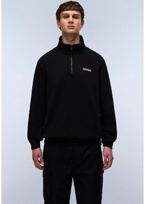 Sweatshirt Napapijri "SMALL BOX", Herren, Gr. S, schwarz beauty, Obermaterial: 100% Baumwolle, normal, B&uuml;ndchen, Sweatshirts Sweatshirt, Stehkragen mit Rei&szlig;verschluss