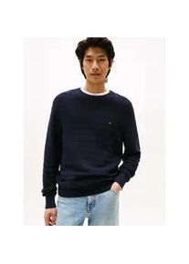 Rundhalspullover Tommy Hilfiger "STRIPE STRUCTURE", Herren, Gr. L, blau (desert sky), Strick, Obermaterial: 100% Baumwolle, regular fit, Rundhals, Rippb&uuml;ndchen, Pullover Rundhalspullover, regular fit, leicht &uuml;berschnittene Schultern