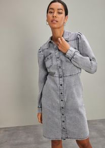 bonprix Kurzes Jeanskleid, grau, Gr.46, Hemdblusenkleid aus Denim mit Puff&auml;rmlen, 82% Baumwolle