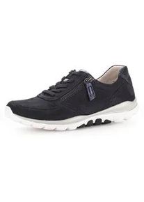 Gabor Keilsneaker ROLLINGSOFT, Damen, Gr. 38, blau (nachtblau), Nubukleder, unifarben, Schuhe Sneaker, Freizeitschuh, Halbschuh, Schn&uuml;rschuh mit Logo an der Ferse