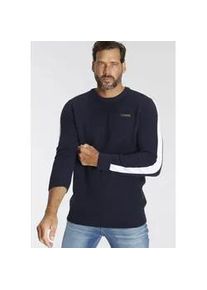 H.I.S. Rundhalspullover H.I.S, Herren, Gr. S (44/46), blau (marine), Strick, Obermaterial: 50% Baumwolle, 50% Polyacryl, kontrastfarbene Details, normal, Rundhals, Rippstrickb&uuml;ndchen, Pullover Rundhalspullover, mit Kontraststreifen am &Auml;rmel, Topseller