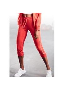 H.I.S. Caprihose H.I.S, Damen, Gr. 36/38, N-Gr, rot, Interlock, Obermaterial: 60% Baumwolle, 40% Polyester, unifarben, Basic, bequem kniebedeckend, Hosen Caprihose, mit seitlichen Piping, Loungewear