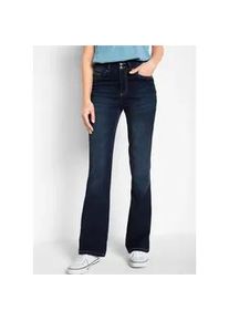 Push-up-Jeans bonprix, Damen, Gr. 38, N-Gr, blau (dunkelblau denim), Obermaterial: 71% Baumwolle, 27% Polyester, 2% Elasthan, regular fit, Jeans, Regular Fit, mit Bequembund, mit Eingrifftaschen