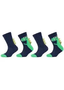 4er Pack Camano Cosy Fancy Application Crew Socken Kinder 5801 - blue 27-30