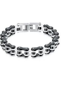 Gliederarmband Firetti "Schmuck Geschenk Biker", wei&szlig; (schwarz, edelstahlfarben, wei&szlig;), Armb&auml;nder, Herren, 21,5cm, Edelstahl, Gliederarmband