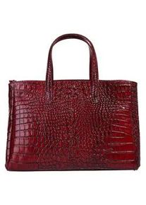 Henkeltasche CLUTY, Damen, Gr. B/H/T: 38cm x 26cm x 18cm onesize, rot, Leder, gl&auml;nzend, Taschen, echt Leder, Made in Italy