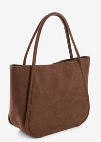 bonprix Shopper in Velourslederoptik, braun, Gr.30x36 cm, Modischer Shopper f&uuml;r den Alltag