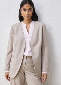 bonprix Kragenloser Blazer aus weichem Woll-Mix, beige, Gr.46, moderner Blazer aus weichem Woll-Mix, aus Wolle