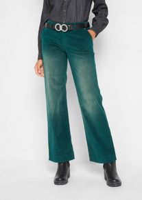 bonprix Stretch-Cordhose Wide, gr&uuml;n, Gr.48, Trendige Wide-Cordhose, 98% Baumwolle (organic)