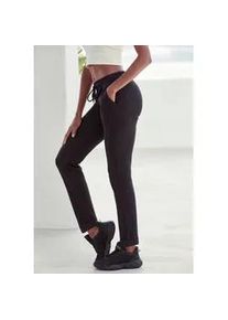 H.I.S. Sweathose H.I.S, Damen, Gr. 32/34, N-Gr, schwarz, Interlock, Obermaterial: 60% Baumwolle, 40% Polyester, bestickt, unifarben, bequem kn&ouml;chellang, Hosen Sweathose, Schlupfhose mit kleinem Aufschlag am Saum, Loungewear, Topseller