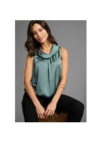 Blusentop Laura Scott, Damen, Gr. 34, gr&uuml;n (mint), Web, Obermaterial: 100% Polyester. R&uuml;ckenteil: 95% Viskose, 5% Elasthan, clean, gl&auml;nzend, unifarben, l&auml;ssig geschnitten h&uuml;ftlang, Blusen Blusentop, f&uuml;r feminine Anl&auml;sse, mit Stehkragen, l&auml;ssig geschnitten, unifarben