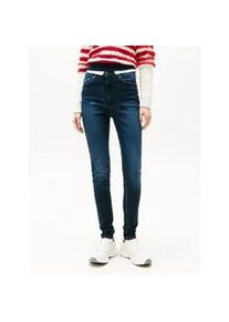 Tommy Hilfiger Skinny-fit-Jeans TOMMY JEANS "Nora Mid Rise Skinny Fit", Damen, Gr. 31, L&auml;nge 32, blau (denim schwarz), Denim/Jeans, Obermaterial: 98% Baumwolle, 2% Elasthan, unifarben, skinny fit, Jeans, Im 5-Pocket_Style
