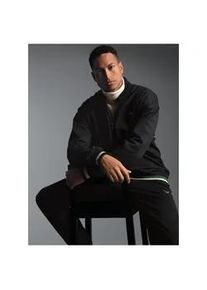 Sweatjacke TRIGEMA "TRIGEMA Collegejacke mit kontrastfarbigen Elementen", Herren, Gr. XL, schwarz, 70% Baumwolle, 30% Polyester, Basic, Sweatjacken Sweatjacke