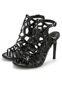 High-Heel-Sandalette "Sandalette mit Cut-Outs", Damen, Gr. 42, schwarz, Obermaterial: 100% Polyurethan. Decksohle: 100% Lederimitat. Futter: 100% Polyurethan. Laufsohle: 100% Synthetik, Lascana BELLE AFFAIRE, unifarben, Schuhe, verf&uuml;hrerischer Sommerschuh in Lack-Optik, Sandale