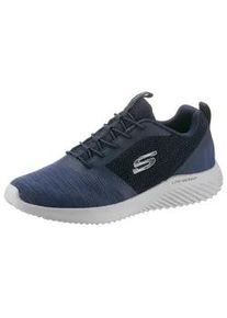 Slip-On Sneaker Skechers "BOUNDER", Herren, Gr. 42, blau (navy), Synthetik, Textil, Schuhe, Slipper, Sommerschuh, Freizeitschuh mit leichter Laufsohle