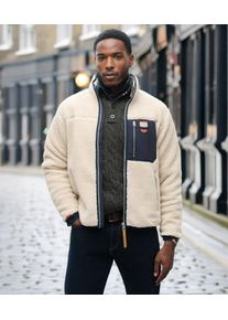 Superdry Herren Logo Druck Vintage Retro Borg Fleecejacke, Beige & Schwarz - Gr&ouml;&szlig;e: S 10406075008381LG001