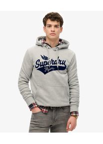 Superdry Herren Baumwolle Grafischer Druck Flyers Kapuzenpullover Mit Schriftzug, Grau & Marineblau - Gr&ouml;&szlig;e: M 104060650190107Q002
