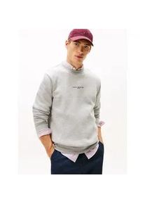 Sweatshirt Tommy Hilfiger "TOMMY LOGO TIPPED CREWNECK", Herren, Gr. L, grau (light grau heather), Sweatware, Obermaterial: 63% Baumwolle, 37% Polyester, regular fit h&uuml;ftbedeckend, Rippb&uuml;ndchen kontrastfarben, Sweatshirts Sweatshirt
