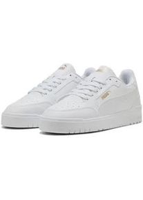 Sneaker Puma "SHUFFLE DOWNTOWN", Damen, Gr. 41, wei&szlig; (Puma wei&szlig;, Puma wei&szlig;, Puma gold), Synthetik, Schuhe Sneaker, leicht profilierte Gummilaufsohle, Schn&uuml;rverschluss