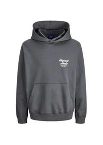 Jack & Jones PlusSize Kapuzensweatshirt "JORNORREBRO TYPO BACK SWEAT HOOD PLS", Herren, Gr. 4XL, asphalt, angeraute Sweatware, Obermaterial: 89% Baumwolle, 11% Polyester, JACK & JONES PLUSSIZE, bedruckt, regular fit normal, Rundhals, Rippb&uuml;ndchen, Sweatshirts, Baumwollmischung, regular fit