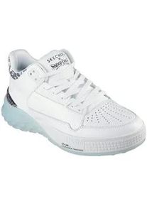 Sneaker Skechers "SIZZLE-SNOOP SIZZLE BUCKETS", Herren, Gr. 43, wei&szlig;, Leder, Schuhe Sneaker, Schn&uuml;rschuh, Freizeitschuh, MidCut mit Air-Cooled Memory Foam