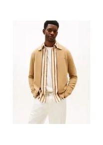 Cardigan Tommy Hilfiger "SEASONAL STRUCTURE", Damen, Gr. XL, safari canvas, Strick, Obermaterial: 100% Baumwolle, regular fit normal, Rippb&uuml;ndchen, Strickjacken, strukturiert, mit Polokragen, regular fit