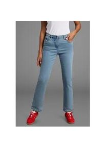 Gerade Jeans Arizona "Annett", Damen, Gr. 21, K + L Gr, blau (bleached), Jeans, Obermaterial: 98% Baumwolle, 2% Elasthan, clean, Basic, normal lang, Jeans, bequeme Passform, 5-Pocket-Style, hohe Taille, Topseller
