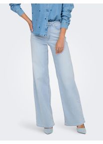 High-waist-Jeans Only "ONLMADISON BLUSH HW WIDE DNM CRO495 NOOS", Damen, Gr. L, L&auml;nge 34, light blau bleached denim, Denim/Jeans, Obermaterial: 82% Baumwolle, 16% Polyester, 2% Elasthan, unifarben, lang, Jeans High-waist-Jeans, 5-Pocket Style, Topseller