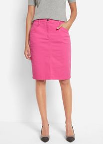 Jeansrock bonprix "Jeansrock, Stretch", Damen, Gr. 54, rosa (flamingopink), Denim/Jeans, Obermaterial: 97% Baumwolle, 3% Elasthan, unifarben, k&ouml;rpernah kniefrei, R&ouml;cke Jeansrock, aus elastischem Material, k&ouml;rpernahe Passform, unifarben
