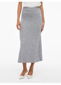 Maxirock Vila "VIRIL ANKLE KNIT SKIRT - NOOS", Damen, Gr. XS (34), grau (medium grau melange), Feinstrick, Obermaterial: 50% Viskose, 28% Polyester, 22% Nylon, unifarben, regular fit wadenlang, R&ouml;cke Maxirock