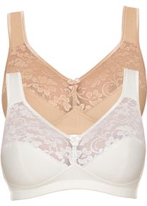 B&uuml;gelloser BH SuSa "Basic", Damen, Gr. 90, Cup D, beige (ivory, pure, beige), Spitze, Obermaterial: 76% Baumwolle, 18% Polyamid, 6% Elasthan, Basic, BHs B&uuml;gelloser BH, Spitze, gen&auml;hte Cups, Baumwollmix, elastisch, BH-Set