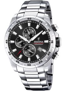 Chronograph Festina "Chronograph Sport", silber (silberfarben, schwarz), Armbanduhren, Herren, Chronograph, Armbanduhr, Quarzuhr, Herrenuhr, Stoppfunktion, Edelstahlarmband