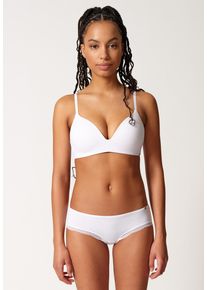 Triangel-BH Skiny "Classicotton", Damen, Gr. 80, Cup B, wei&szlig;, Obermaterial: 94% Baumwolle, 6% Elasthan. Spitze: 85% Polyamid, 15% Elasthan, BHs Triangel-BH, Baumwollmix, gepolstert, ohne B&uuml;gel, bequem, schlicht