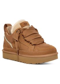 UGG Australia Plateausneaker UGG "LOWMEL", Damen, Gr. 9 (40), chestnut, Textil, Veloursleder, Schuhe Plateausneaker, Midcut Sneaker, Schn&uuml;rschuh mit gepolstertem Schaftrand