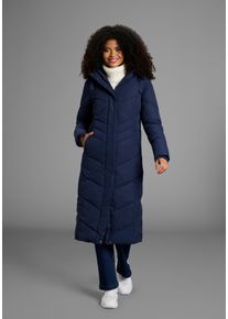 Steppmantel Kangaroos, Damen, Gr. 38, marine, Web, Obermaterial: 100% Polyester. Futter: 100% Polyester. Wattierung: 100% Polyester, unifarben mit Farbeinsatz, bequem kniebedeckend, Windstopperb&uuml;ndchen, M&auml;ntel Steppmantel, Langer Wintermantel mit seitlichen Kn&ouml;pfen und Kapuze