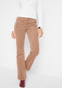 Cordhose bonprix "Stretch-Cordhose, Bootcut", Damen, Gr. 46, N-Gr, braun (camel), Cord, Obermaterial: 98% Baumwolle, 2% Elasthan, unifarben, regular fit lang, Hosen Cordhose, aus Baumwolle mit Elasthan, Regular Fit, Bootcut-Beinform