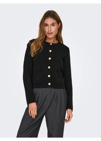 Jacqueline de Yong Strickjacke JDY "JDYKIM L/S ON BUTTON CARDIGAN KNT NOOS", Damen, Gr. XL, schwarz, Strick, Obermaterial: 100% Polyacryl, unifarben, kurz, Rundhals, gerader Abschluss, Strickjacken Strickjacke