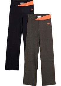 Sporthose bonprix "Baumwoll-Sporthose, Bootcut (2er Pack)", Damen, Gr. 44/46 (L), N-Gr, grau (anthrazit meliert, schwarz), Obermaterial: 95% Baumwolle, 5% Elasthan, regular fit, Hosen Sporthose, aus Stretch-Material, Regular Fit, Bootcut-Design, sportlicher Stil