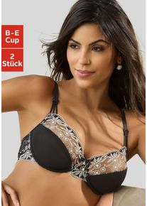 B&uuml;gel-BH Nuance, Damen, Gr. 80, Cup B, schwarz-wei&szlig; (schwarz, wei&szlig;, wei&szlig;), Spitze, Obermaterial: 68% Polyamid, 25% Polyester, 7% Elasthan, BHs B&uuml;gel-BH, mit sch&ouml;ner Stickereispitze, Dessous