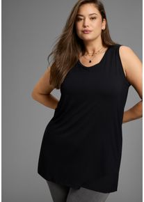 Longtop LAURA SCOTT CURVE, Damen, Gr. 52/54, schwarz, Jersey, Obermaterial: 94% Viskose, 6% Elasthan, unifarben, Basic, A-Linie Po-bedeckend, Rundhals, Tops Longtop, aus flie&szlig;endem Jersey mit lockerem Schnitt - GROSSE GR&Ouml;SSE, Topseller