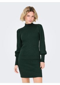Strickkleid Only "ONLKATIA L/S DRESS KNT NOOS", Damen, Gr. L, N-Gr, gr&uuml;n (june bug), Strick, Obermaterial: 50% Viskose, 27% Nylon, 23% Polyester, unifarben, regular fit ca. Mitte Oberschenkel, hoch geschlossener Ausschnitt, Puff&auml;rmel Rippb&uuml;ndchen, Kleider Strickkleid, Viskosemischung