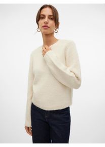 V&eacute;ro Moda Strickpullover VERO MODA "VMNOVAH LS O-NECK PULLOVER GA NOOS", Damen, Gr. XL, birch, Strick, Obermaterial: 70% Polyester, 21% Nylon, 8% Wolle, 1% Elasthan, unifarben, regular fit taillenbedeckt, Rundhals, Pullover Strickpullover